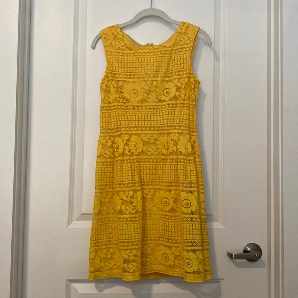 Yellow floral lace dress